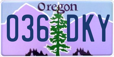 OR license plate 036DKY