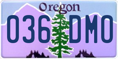 OR license plate 036DMO