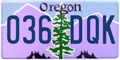 OR license plate 036DQK