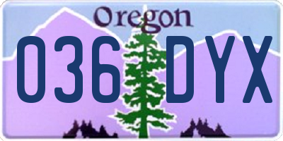 OR license plate 036DYX