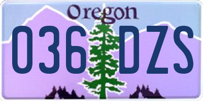 OR license plate 036DZS