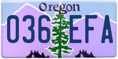 OR license plate 036EFA
