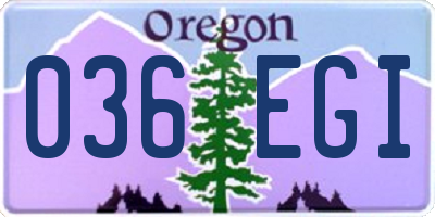 OR license plate 036EGI