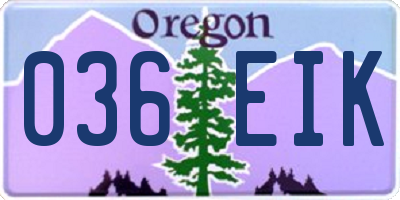 OR license plate 036EIK