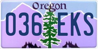 OR license plate 036EKS