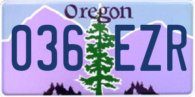 OR license plate 036EZR