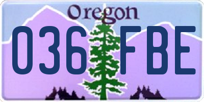 OR license plate 036FBE