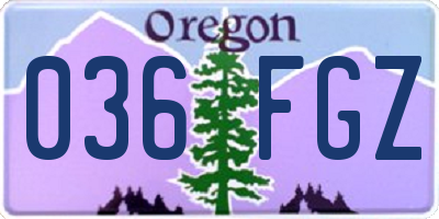 OR license plate 036FGZ