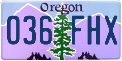OR license plate 036FHX
