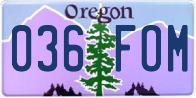 OR license plate 036FOM