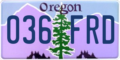 OR license plate 036FRD