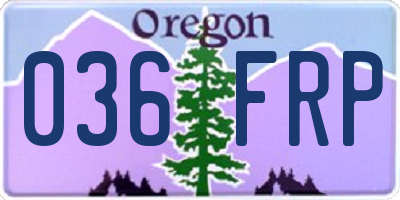 OR license plate 036FRP