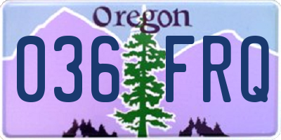 OR license plate 036FRQ