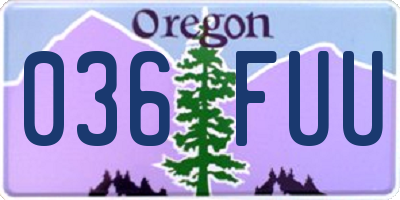 OR license plate 036FUU
