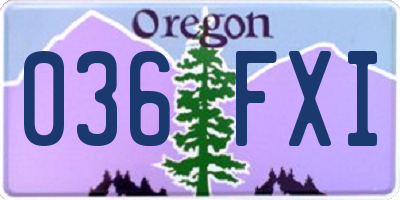 OR license plate 036FXI