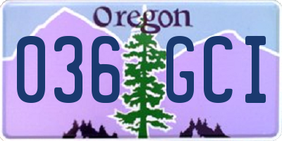 OR license plate 036GCI