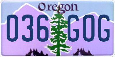 OR license plate 036GOG