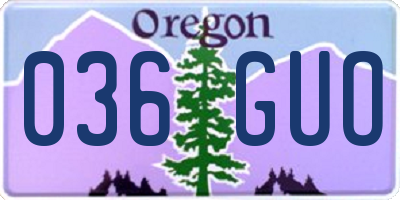 OR license plate 036GUO