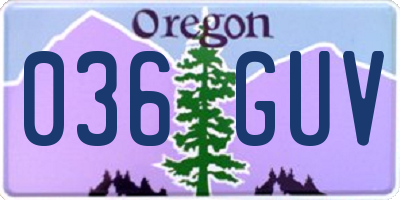 OR license plate 036GUV