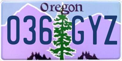OR license plate 036GYZ