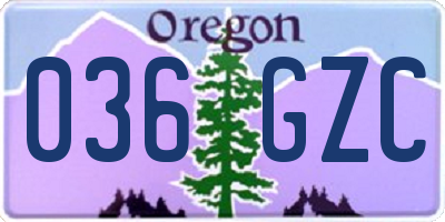 OR license plate 036GZC