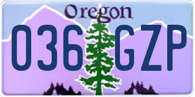 OR license plate 036GZP