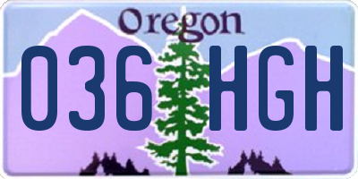 OR license plate 036HGH