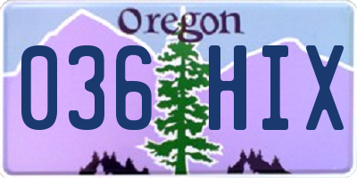 OR license plate 036HIX