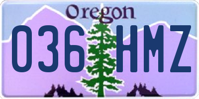 OR license plate 036HMZ