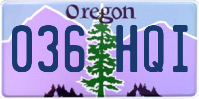 OR license plate 036HQI