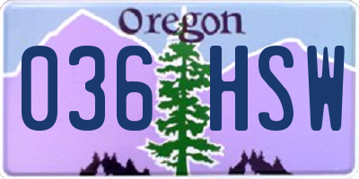 OR license plate 036HSW