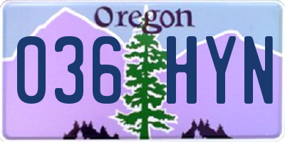 OR license plate 036HYN