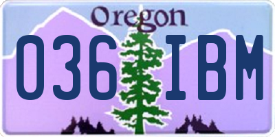 OR license plate 036IBM