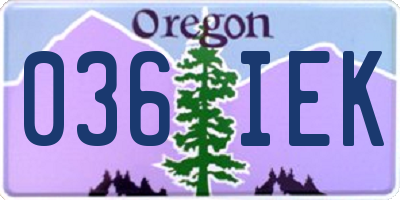 OR license plate 036IEK
