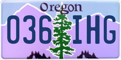 OR license plate 036IHG