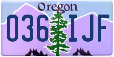 OR license plate 036IJF