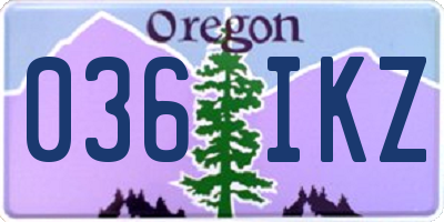 OR license plate 036IKZ