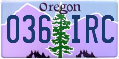 OR license plate 036IRC