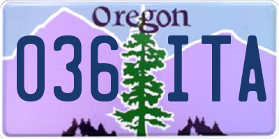 OR license plate 036ITA