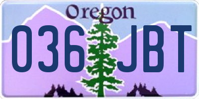 OR license plate 036JBT