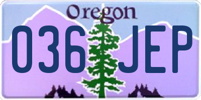 OR license plate 036JEP