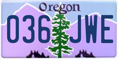 OR license plate 036JWE