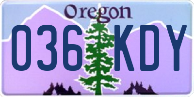 OR license plate 036KDY