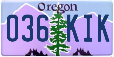 OR license plate 036KIK