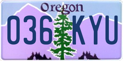 OR license plate 036KYU