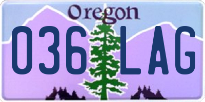 OR license plate 036LAG