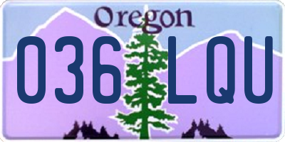 OR license plate 036LQU