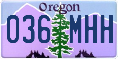 OR license plate 036MHH