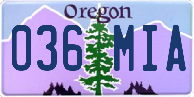 OR license plate 036MIA