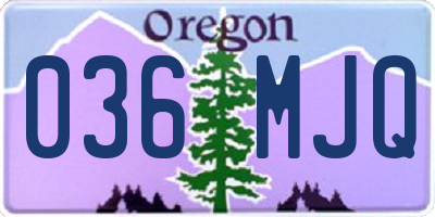 OR license plate 036MJQ